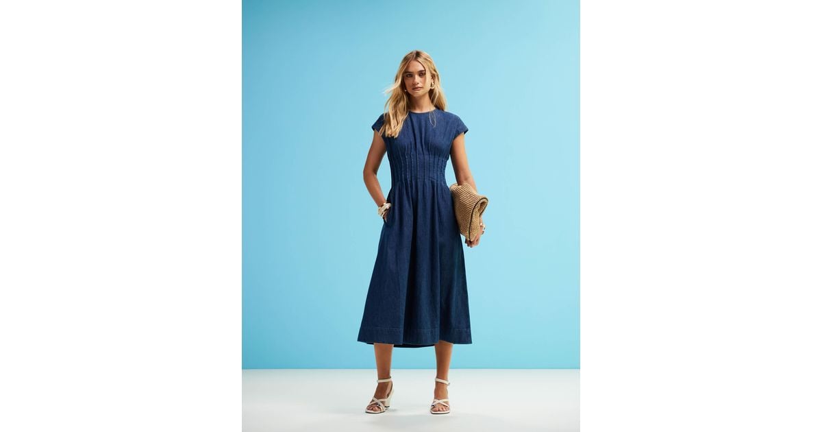 reiss blue pleated dress Reiss Giselle Sheer-Sleeve Pleated Mini Dress