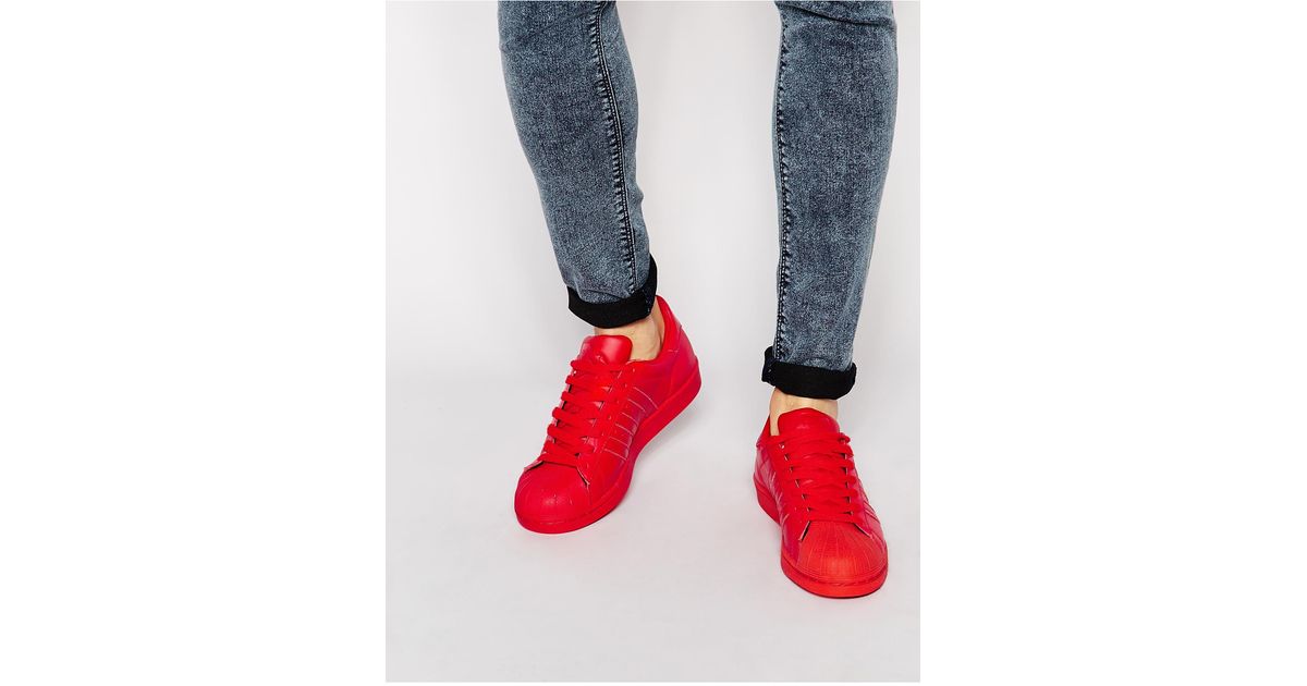 X pharrell williams supercolour superstar s41833 scarpe da ginnastica da Uomo di adidas Originals in Rosso Lyst