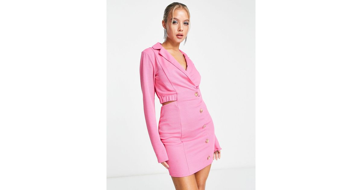 ASOS Mini Blazer Dress With Cut Out Detail in Pink | Lyst