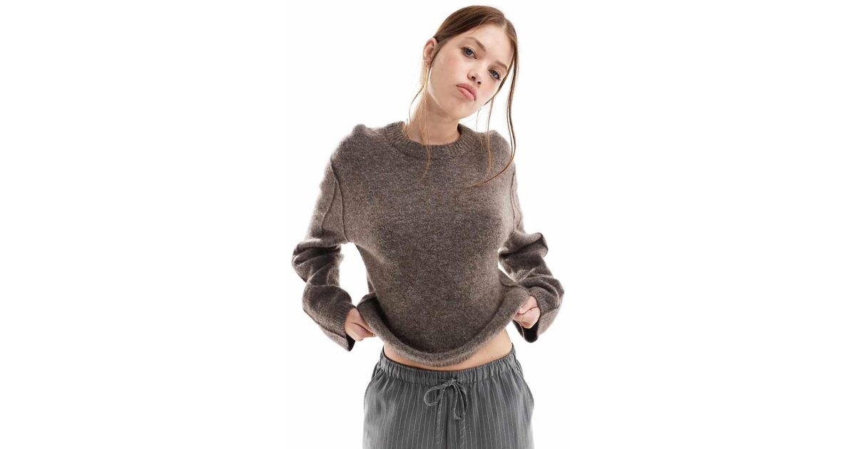 Other Stories Alpaca And Wool Blend Fluffy Knit Sweater in Grey