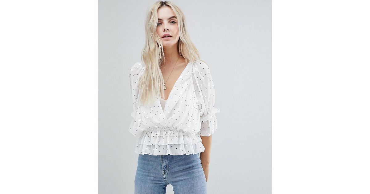 petite polka dot blouse