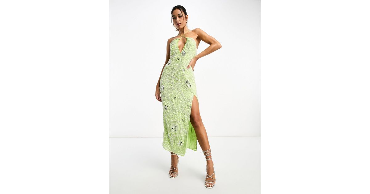 Asos green and white cheap dress