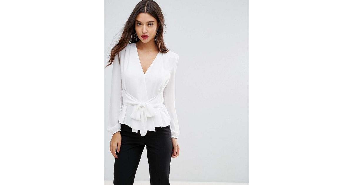 Ivyrevel Wrap Blouse With Tie Front in White | Lyst