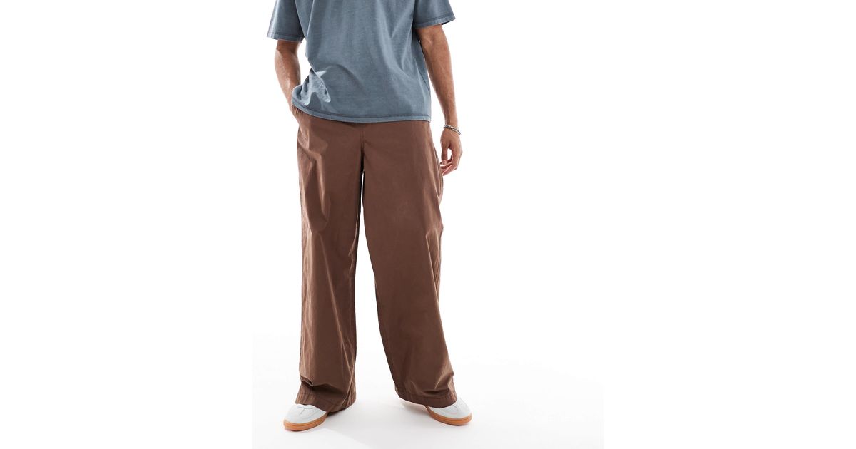 ASOS Super baggy Pull On Pants in Brown for Men | Lyst