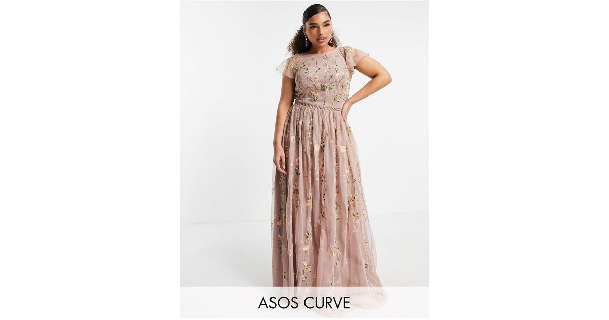 Asos design pretty embroidered floral and sequin good mesh maxi dress -  Official Online Store