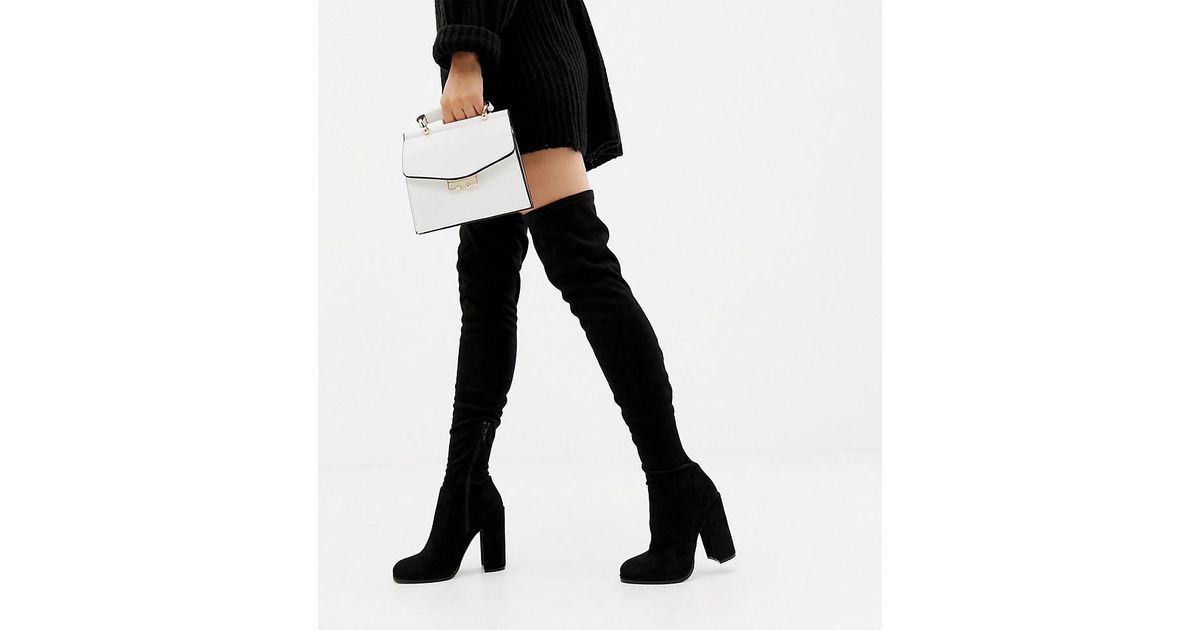 asos design kassidy heeled thigh high boots