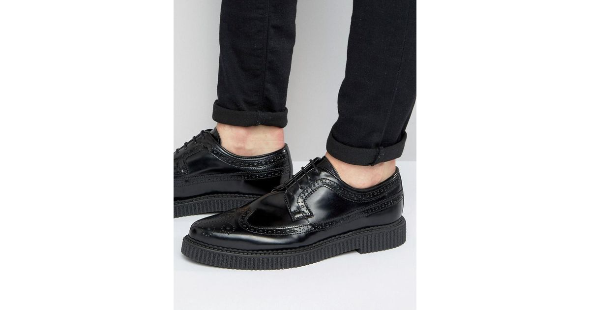 ASOS Brogue Shoes In Black Leather With 