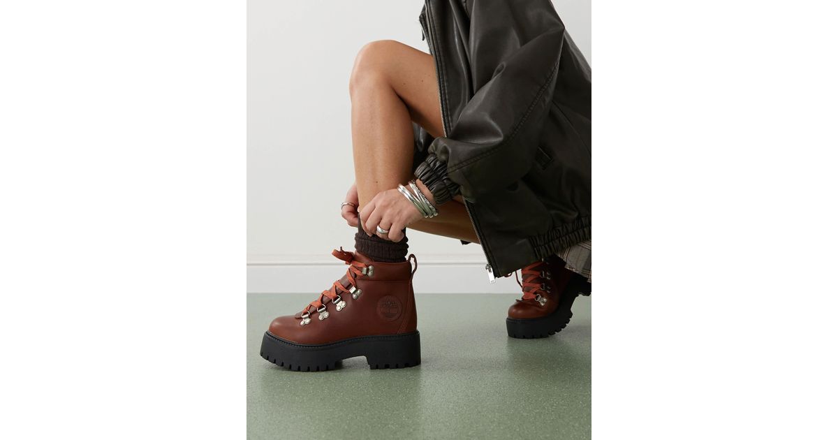 Timberland Stone Street Lace Up Hiker Boots in Red Lyst Australia