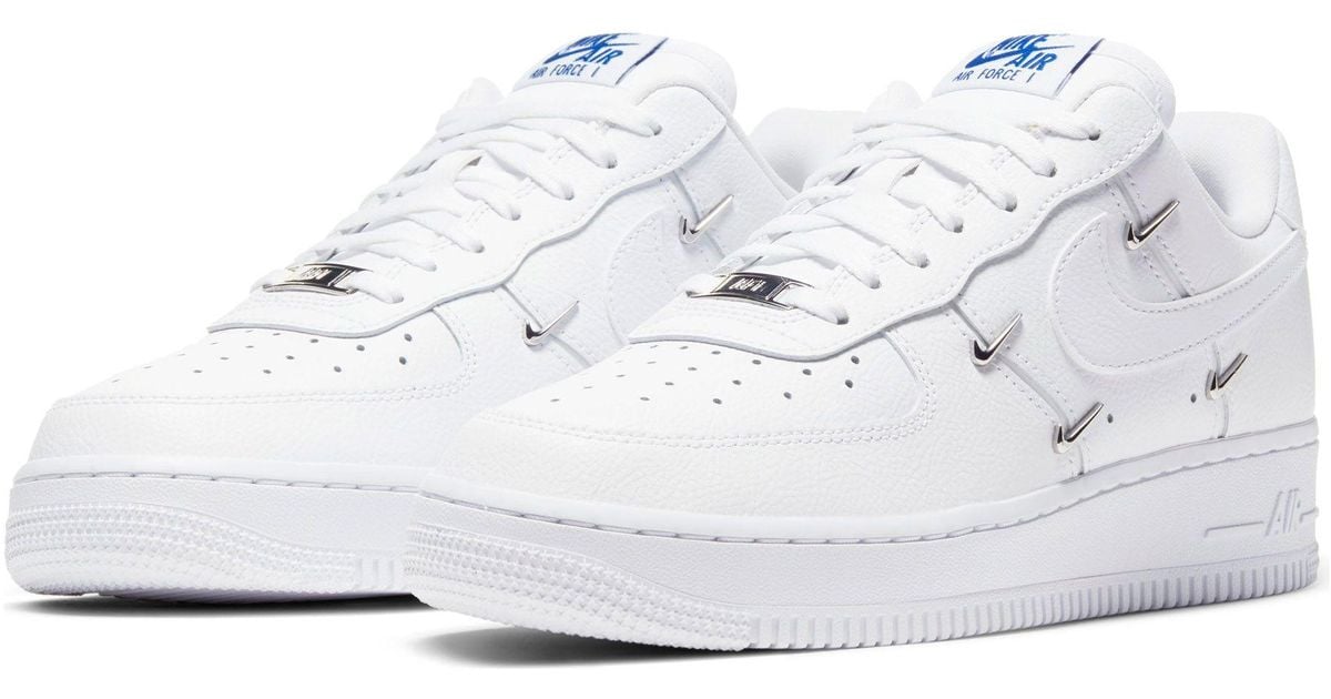 Nike Air Force 1 07 Trainers With Metallic Mini Swoosh in White