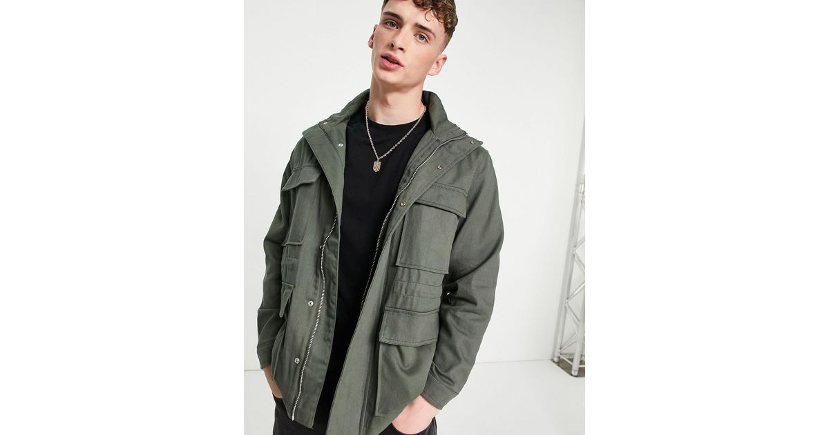 Pull Bear Green Utility Jacket for men