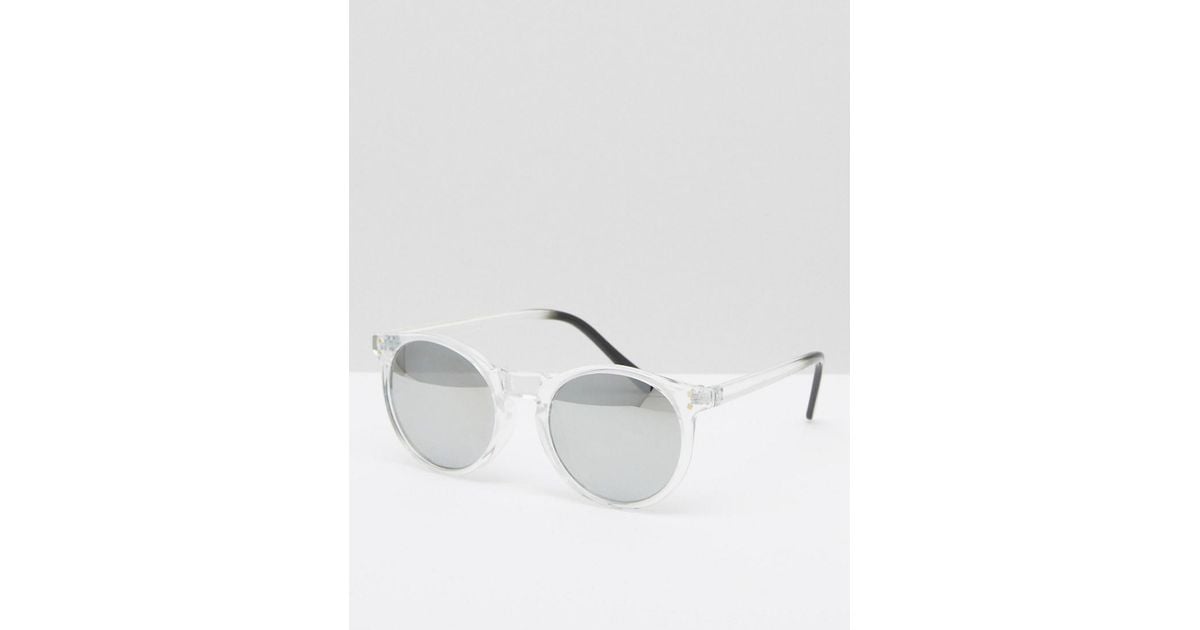 clear frame mirror lens sunglasses