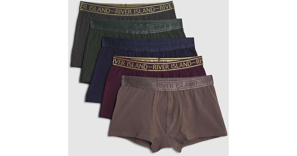 River Island Multicoloured Pack Of 5 Underwear Trunks for Men | Lyst UK
