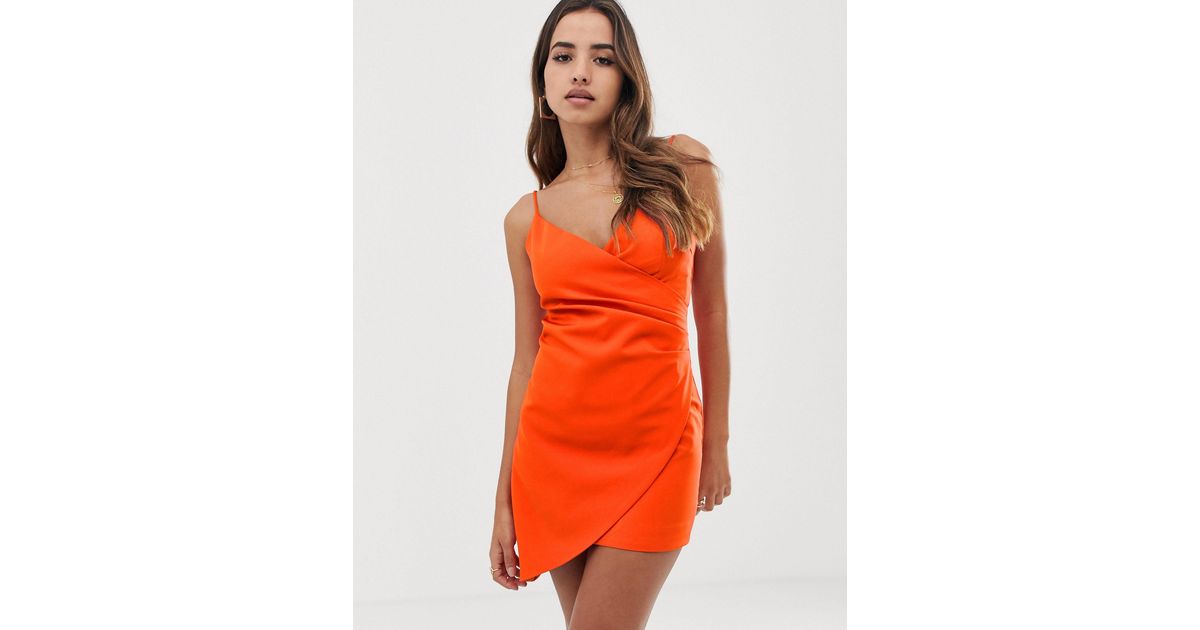 club l london mini asymmetric cami strap mini dress in white
