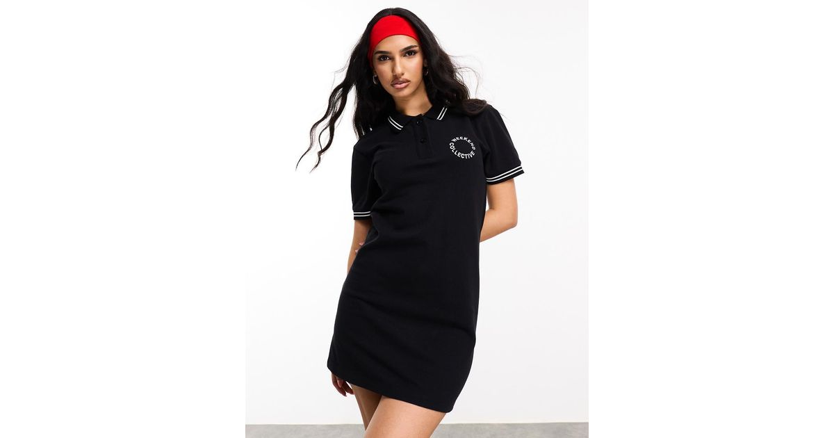 ASOS Polo Shirt Dress With Tipping in Black Lyst UK