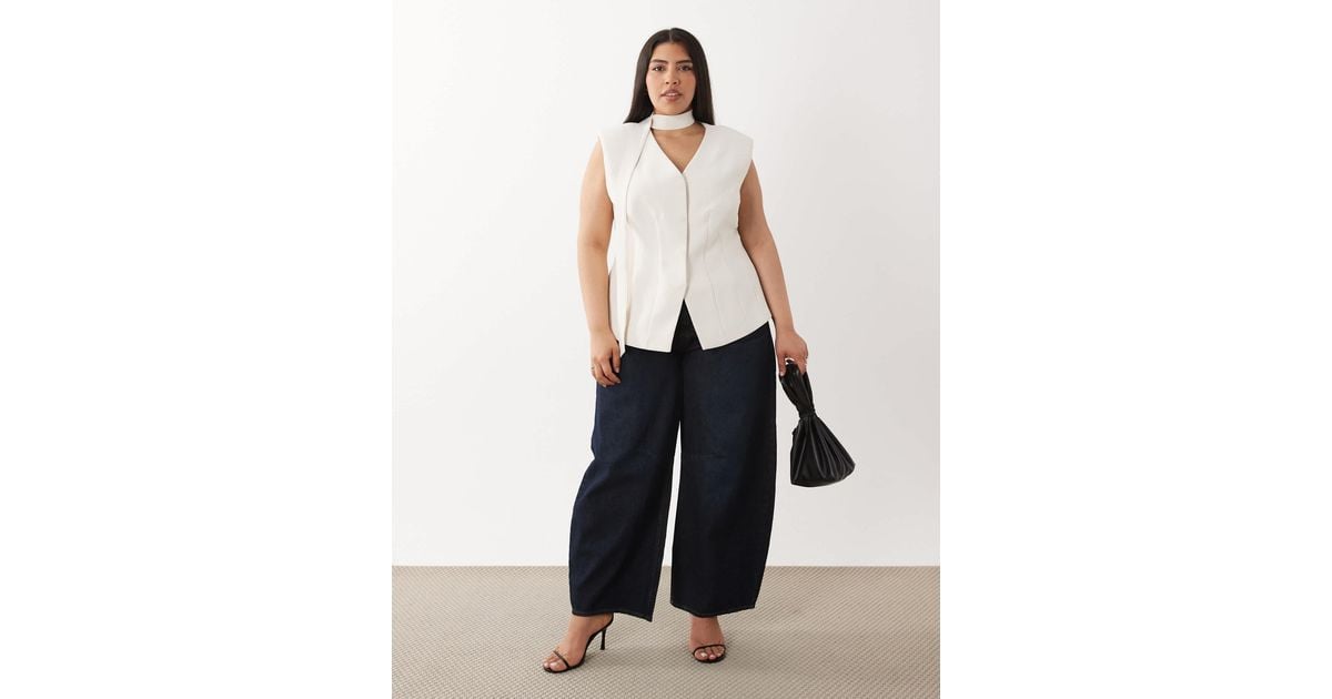 ASOS Curve Tailored Moulded Hip Longline Waistcoat in White | Lyst