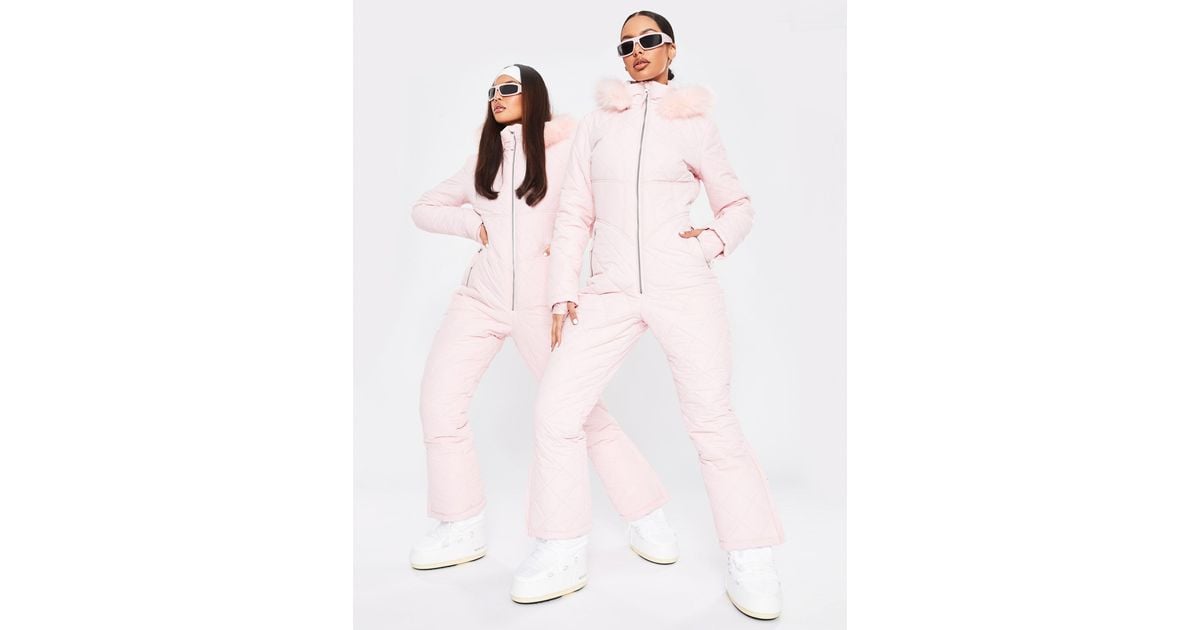 Missguided Ski Quilted Snow Suit in Pink