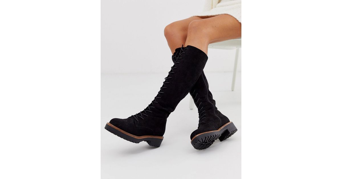 Courtney - stivali al ginocchio stringati con suola spessa di ASOS in Nero  | Lyst