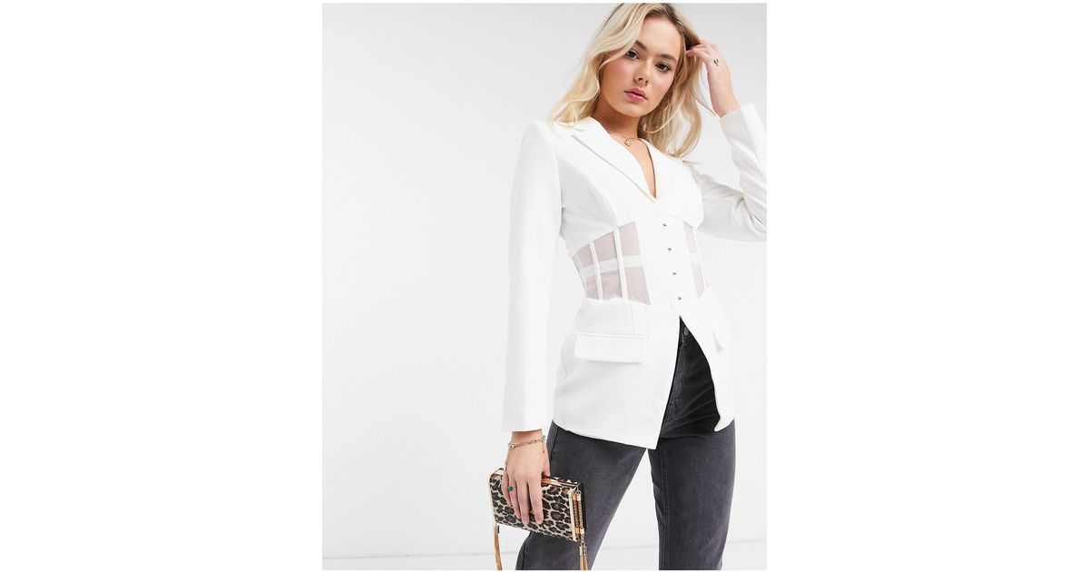Lavish Alice Corset Blazer Co Ord in White Lyst
