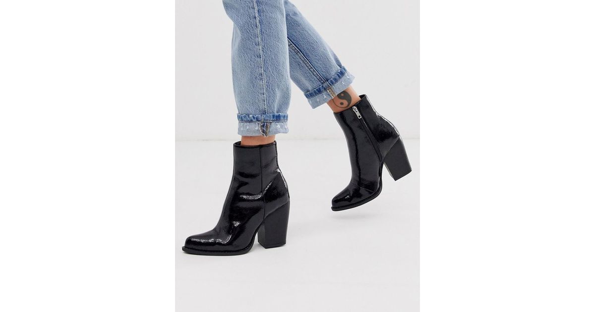 ASOS Leather Robin Heeled Ankle Boots 