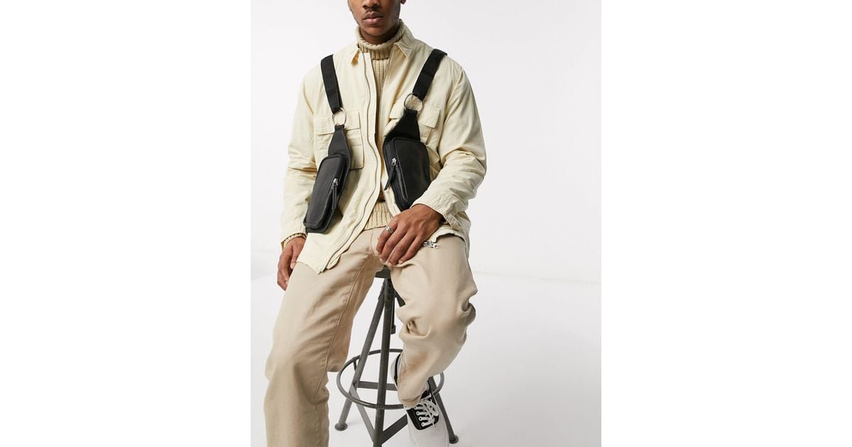 ASOS Leather Double Chest Harness Bag in Black for Men Lyst