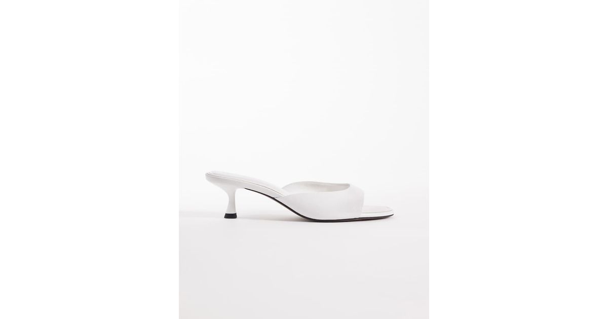 ASOS Wide Fit High-Five Kitten Heel Mules in White | Lyst UK