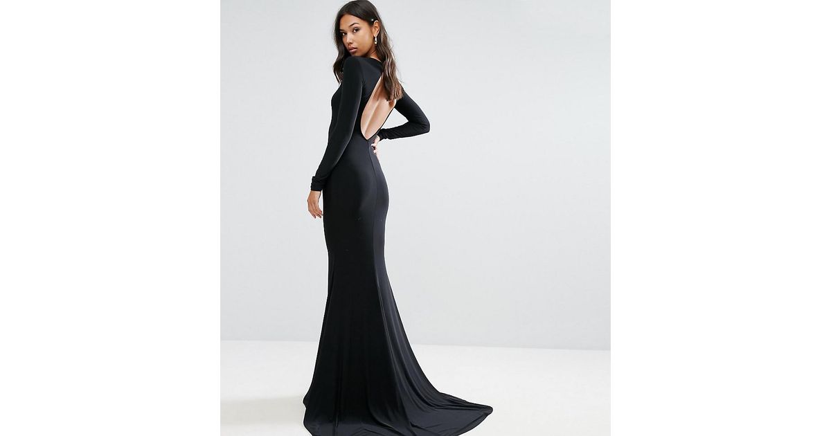 black open back maxi dress