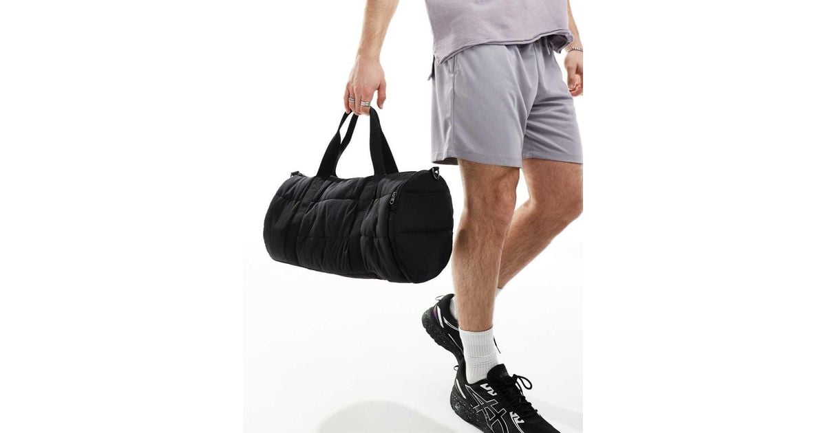 ASOS Quilted Gym Bag With Cross Body Strap in Black for Men Lyst UK