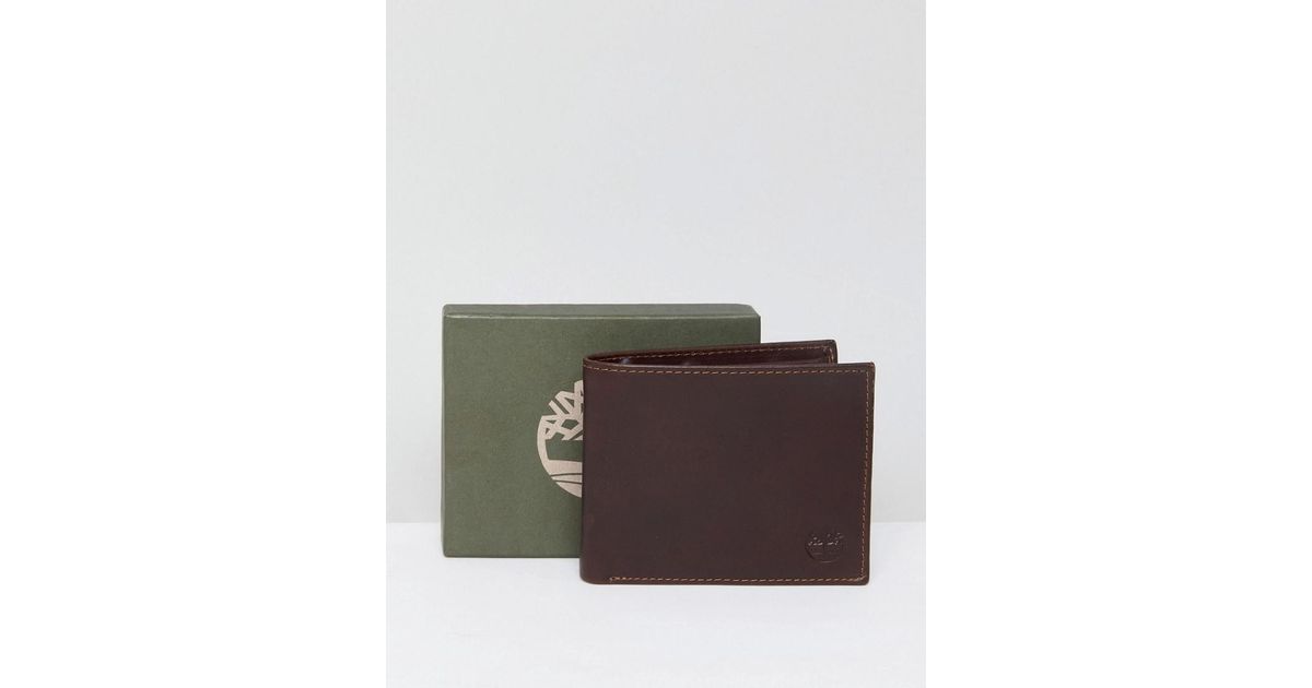 מעל הראש והכתף ירידה הדפס timberland grafton leather wallet bifold coin pocket in brown ...