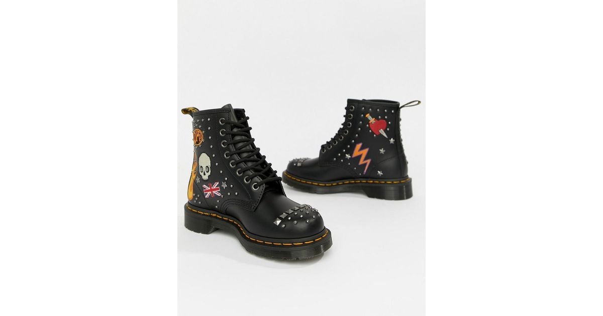 dr martens 1460 black leather rockabilly flat ankle boots