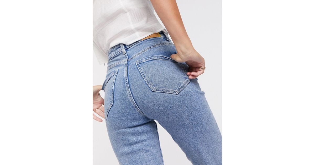 Stradivarius Slim Mom Jeans With Stretch in Blue | Lyst