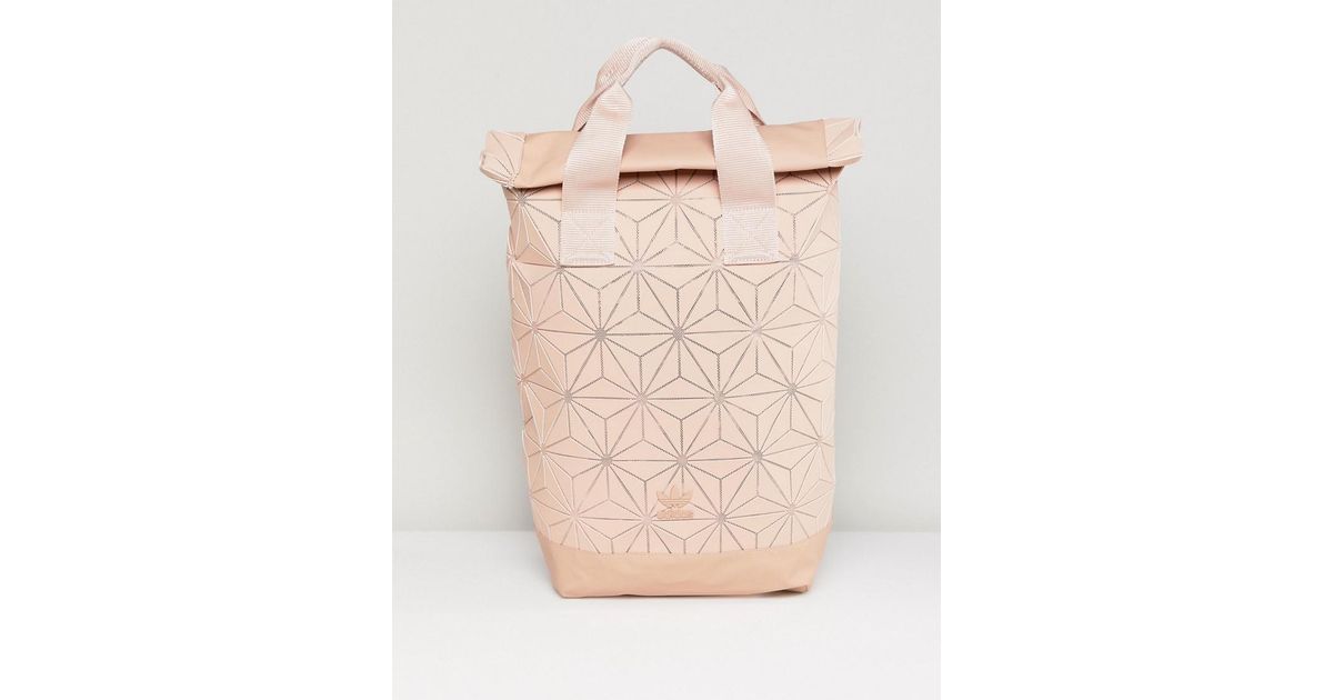 adidas Originals Pink Geometric Rolltop Backpack in Beige (Natural) - Lyst