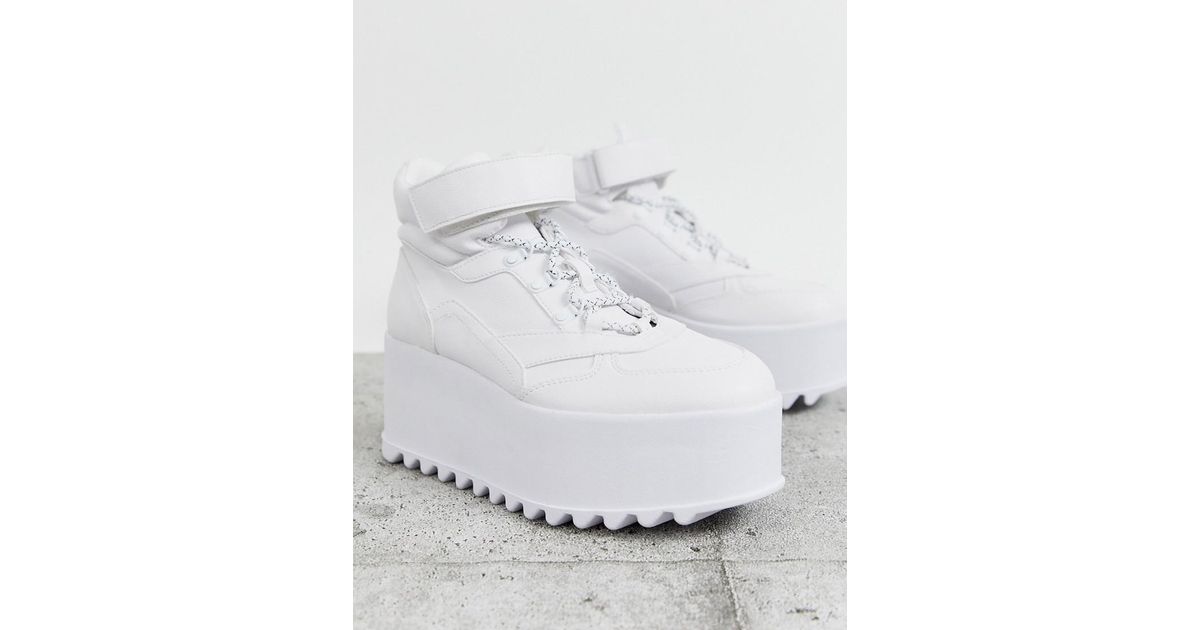 bershka white platform sneakers