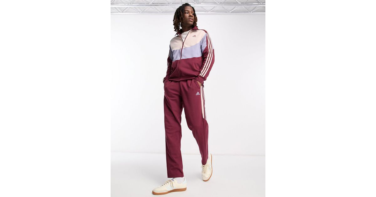 Adidas training survetement color block a 3 bandes bordeaux adidas Originals pour homme en coloris Rouge Lyst