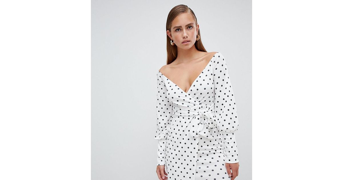 pretty little thing white polka dot dress