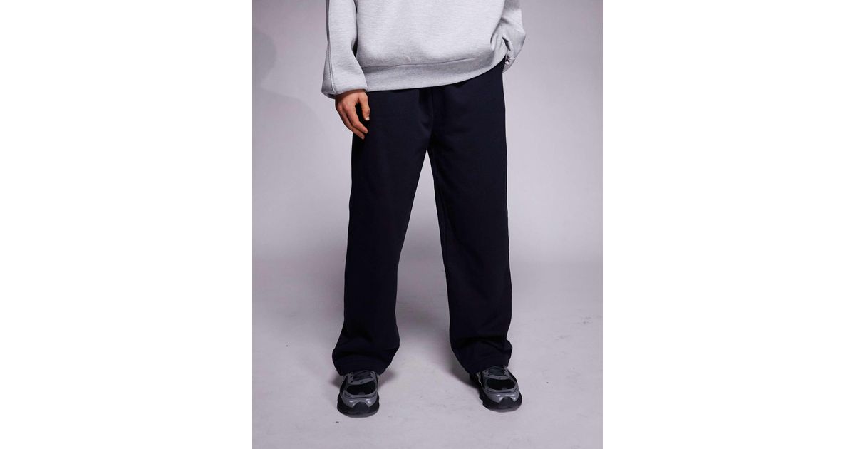 ASOS Premium Heavyweight Wide Leg Jogger in Blue for Men | Lyst