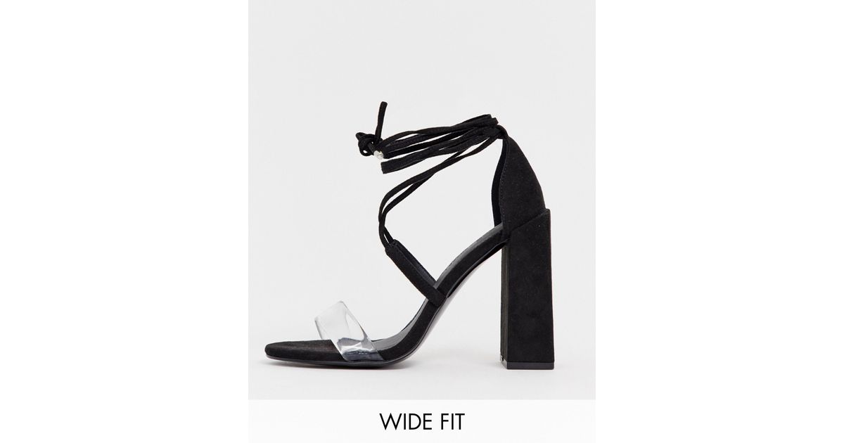 black wide fit barely there sandals