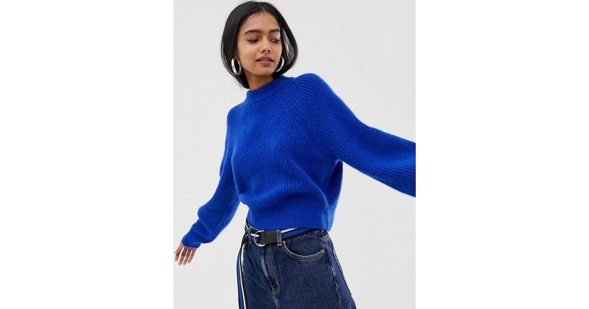 Modrian Jumper Weekday Knitted Jumper In Cobalt in Blue | Lyst UK