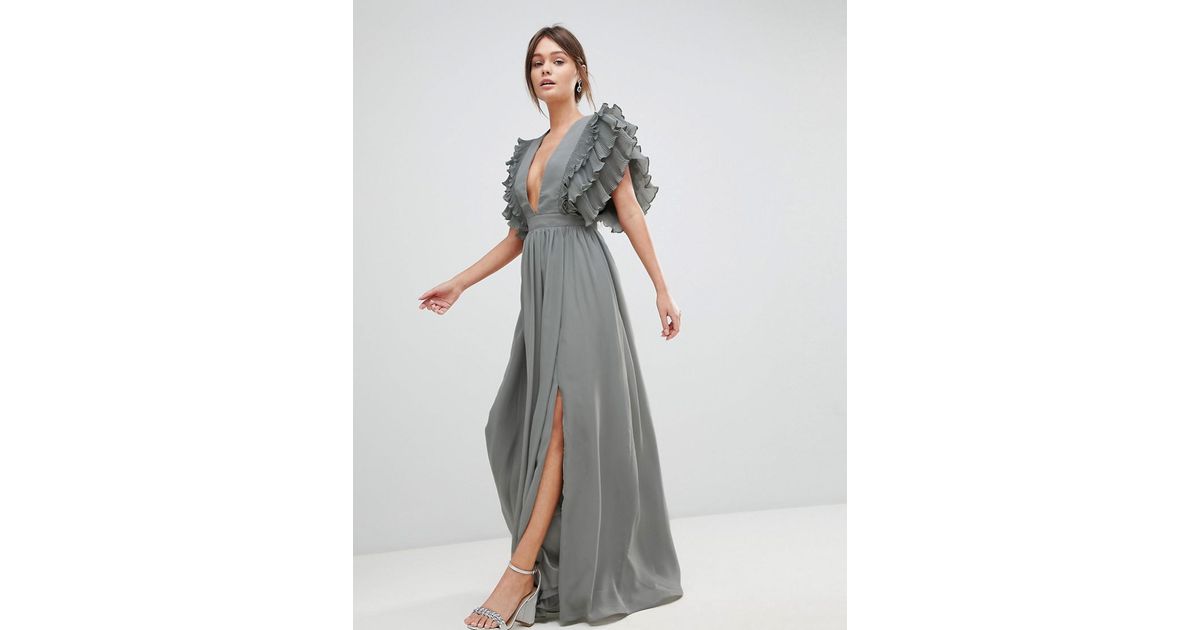 True Decadence Premium Plunge Front Maxi Dress With Shoulder Detail 2024 www.arcforallbeings