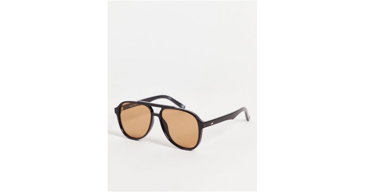Le Specs Tragic Magic Aviator Sunglasses In Brown Lyst UK
