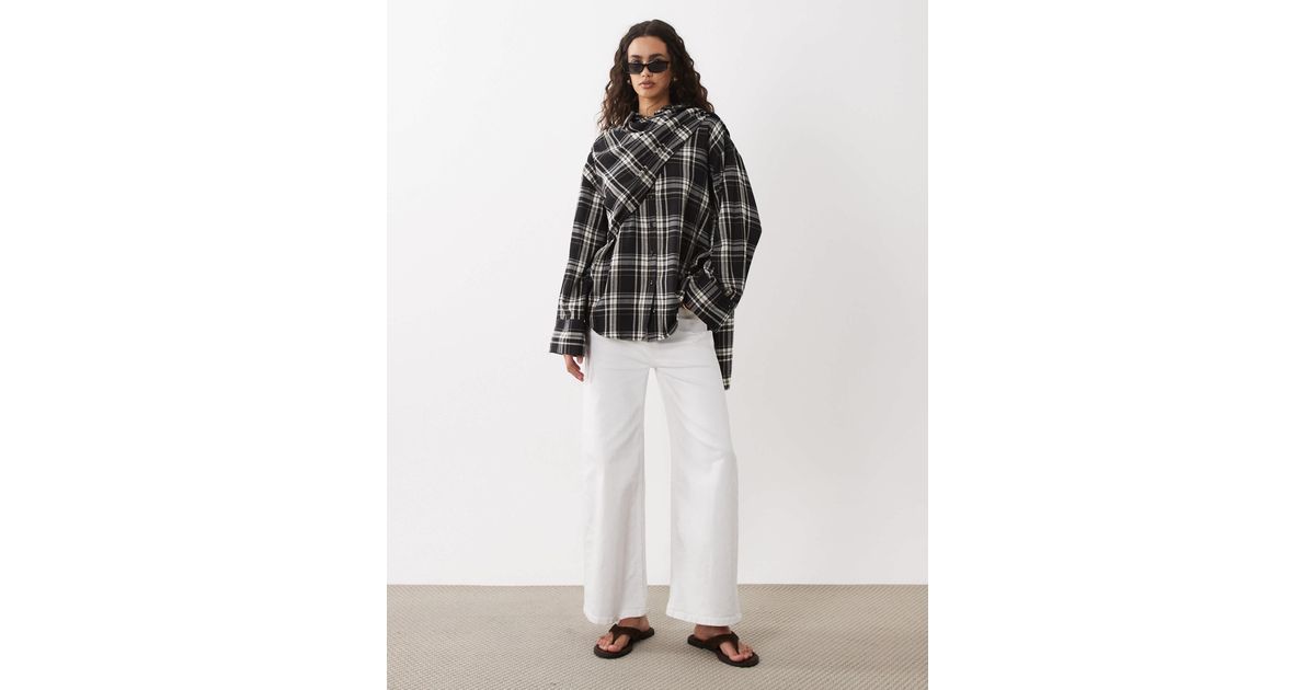 ASOS Scarf Overwrap Detail Shirt in White | Lyst