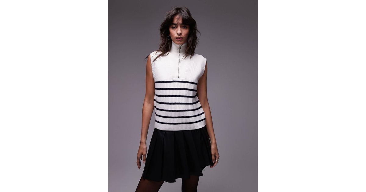 Pull sans manches à col zippé Mango en coloris Marron Lyst