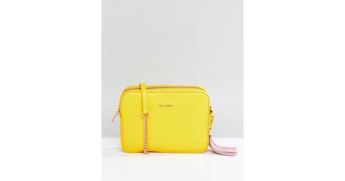 Ted Baker Leather Camera Bag With Tassle in Yellow - Lyst