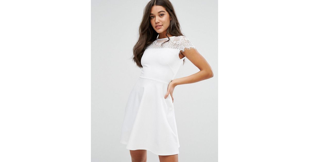lipsy skater dress with lace detail
