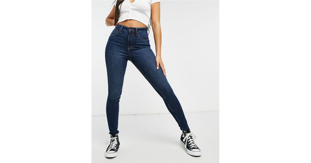 Hollister Curvy-fit Skinny Jeans in het Blauw | Lyst NL