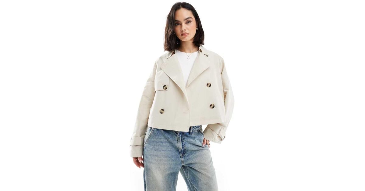 Vero Moda Cropped Lightweight Trench Jacket in White Lyst UK