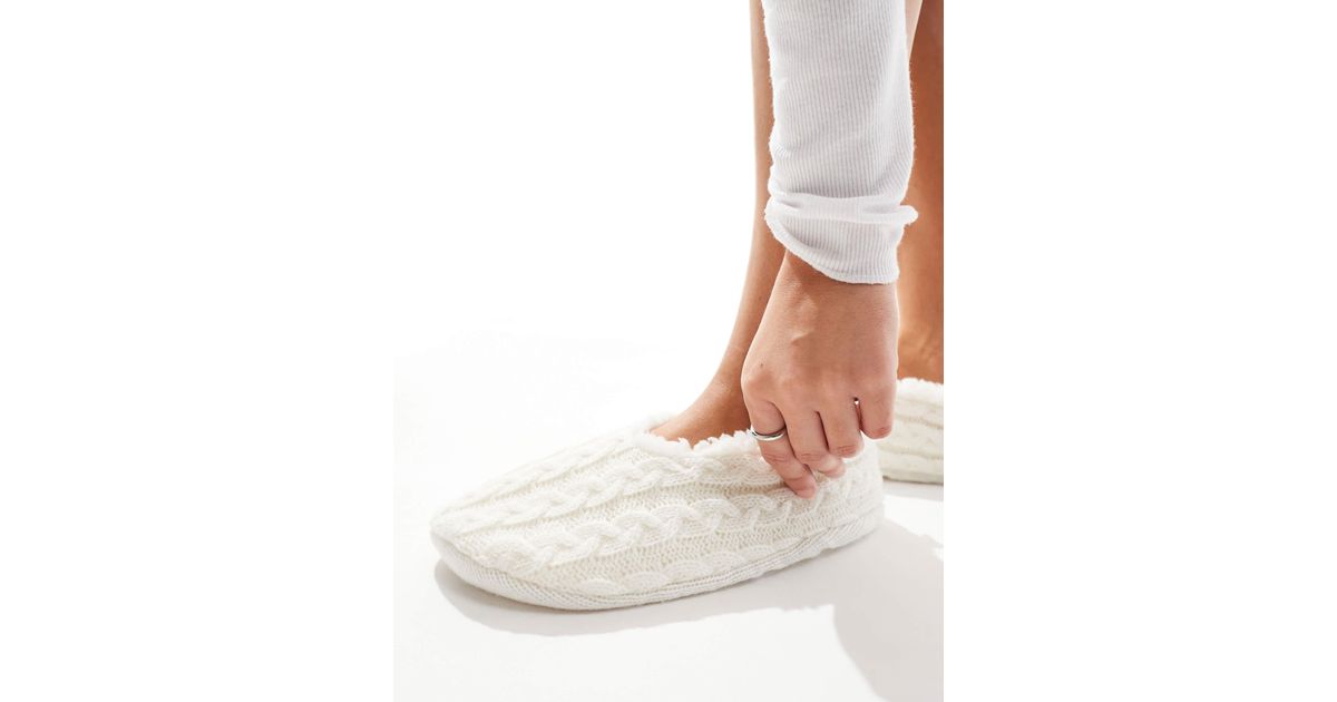 ASOS Zakki Cable Knit Sock Slippers in Natural Lyst