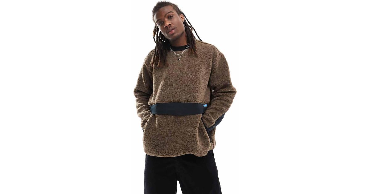 Kavu Port Pullover Sherpa Sweatshirt in Grey for Men Lyst UK