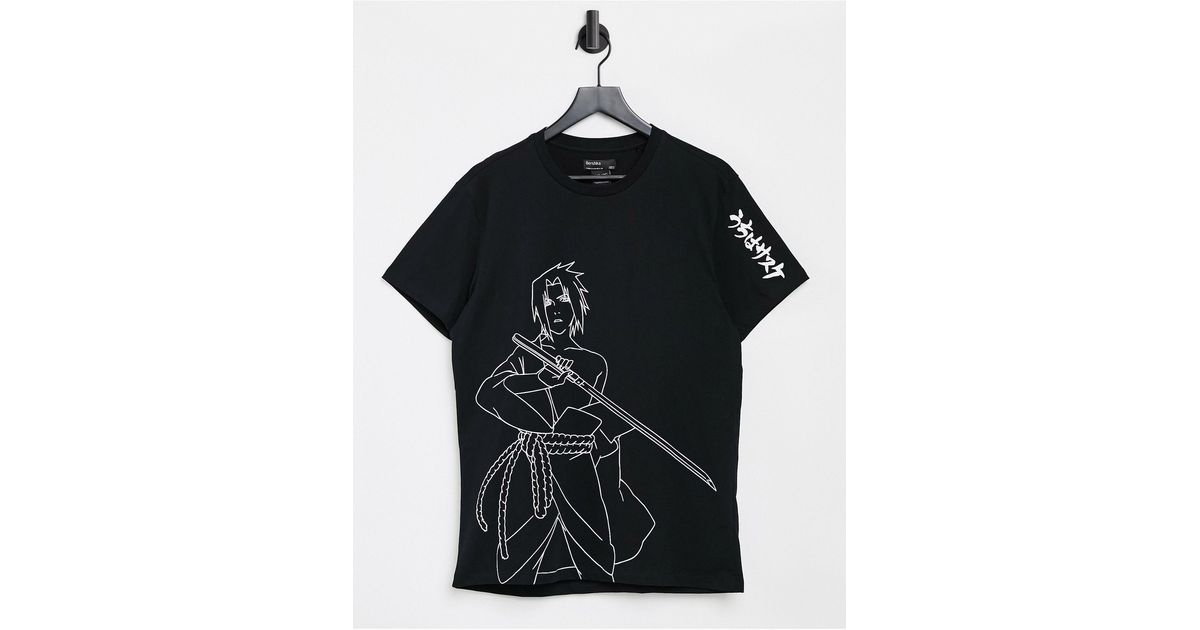 T-Shirt nera con stampa di Naruto sul petto e sulla schiena da Uomo di  Bershka in Nero | Lyst