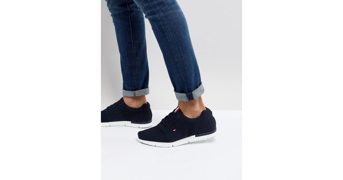tommy hilfiger tobias flag mesh trainers in navy