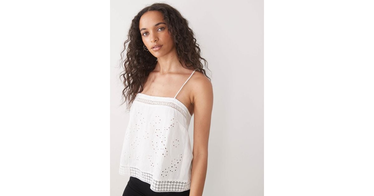 Collusion Open Back Crochet Patch Work Cami Top in White | Lyst